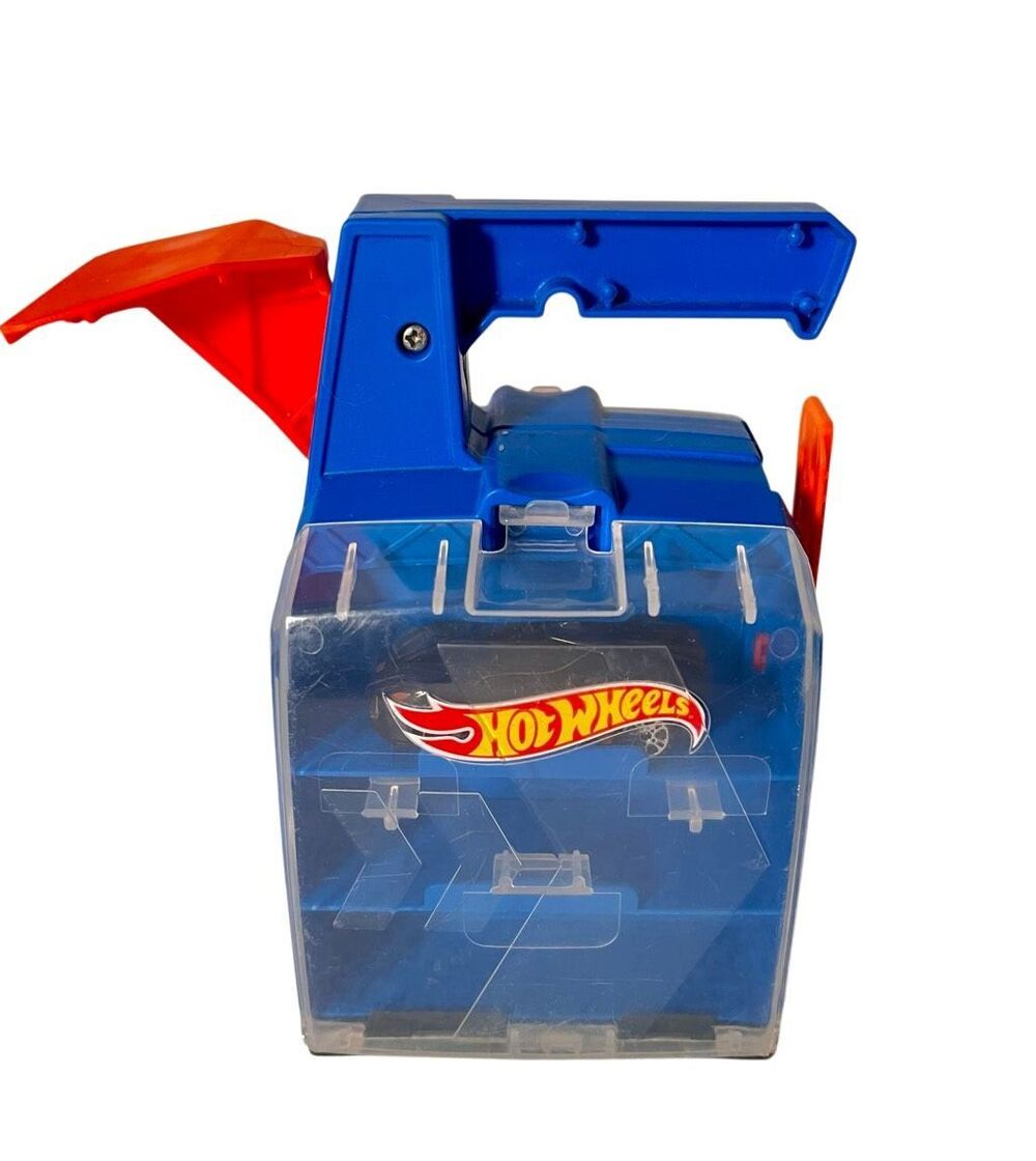 Hot Wheels Track Builder Display Launcher Carrying Case 6-Car Storage GCF92 Blue